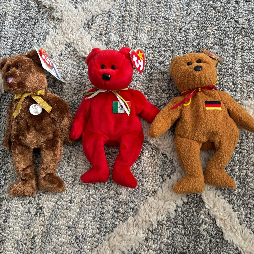 Ty Stuffed Animals - Red, Brown, Tan